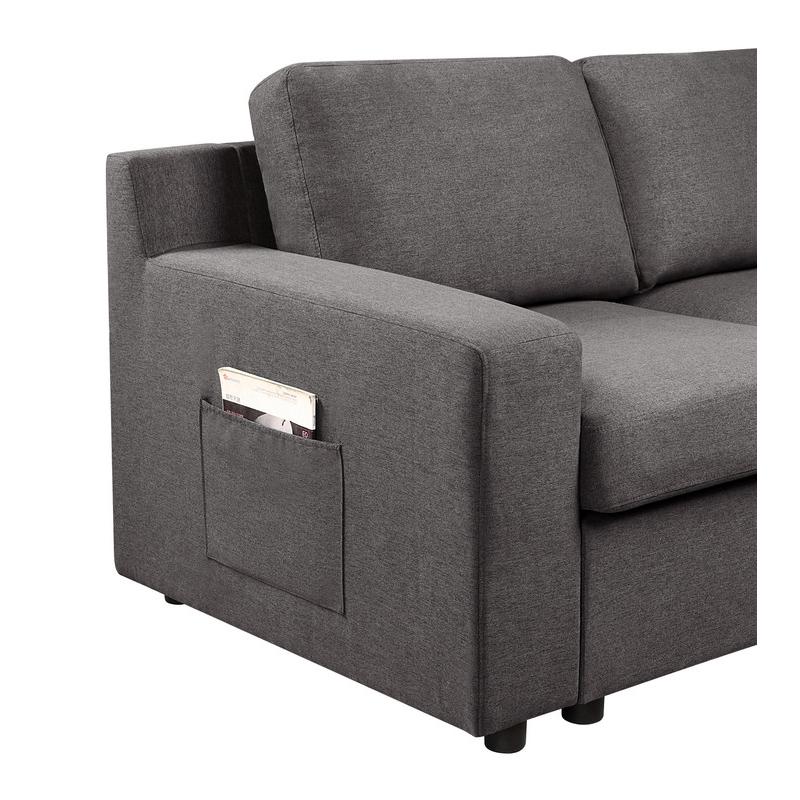 Waylon Gray Linen 7-Seater U-Shape Sectional Sofa Chaise with Pocket