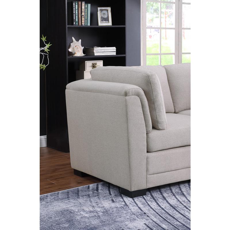 Kristin Light Gray Linen Fabric Reversible Sectional Sofa with 2 Ottomans