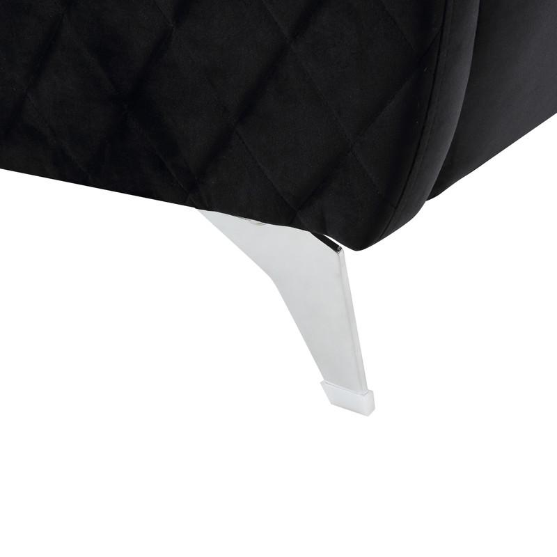 Sofia Black Velvet Modern Chic Loveseat Couch