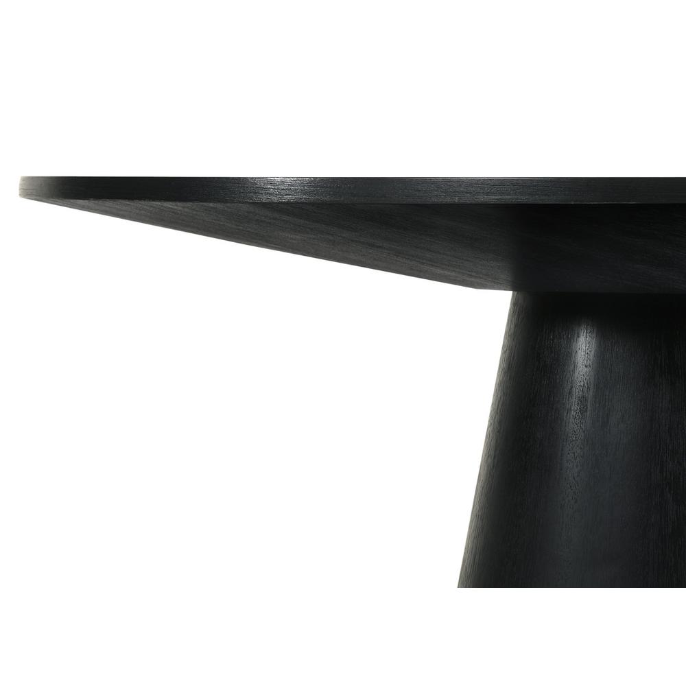 5 Piece Contemporary Round Dining Table Set with Black Finish Chairs