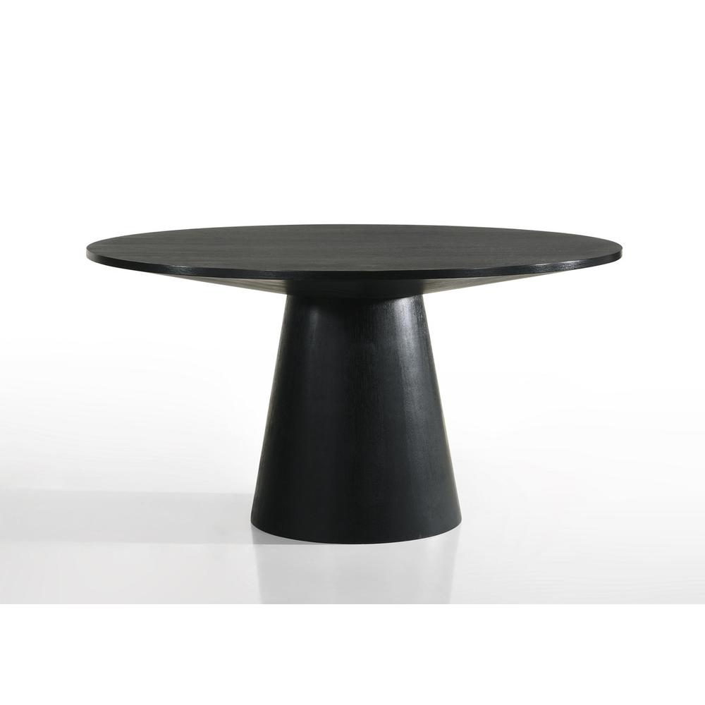 5 Piece Contemporary Round Dining Table Set with Black Finish Chairs