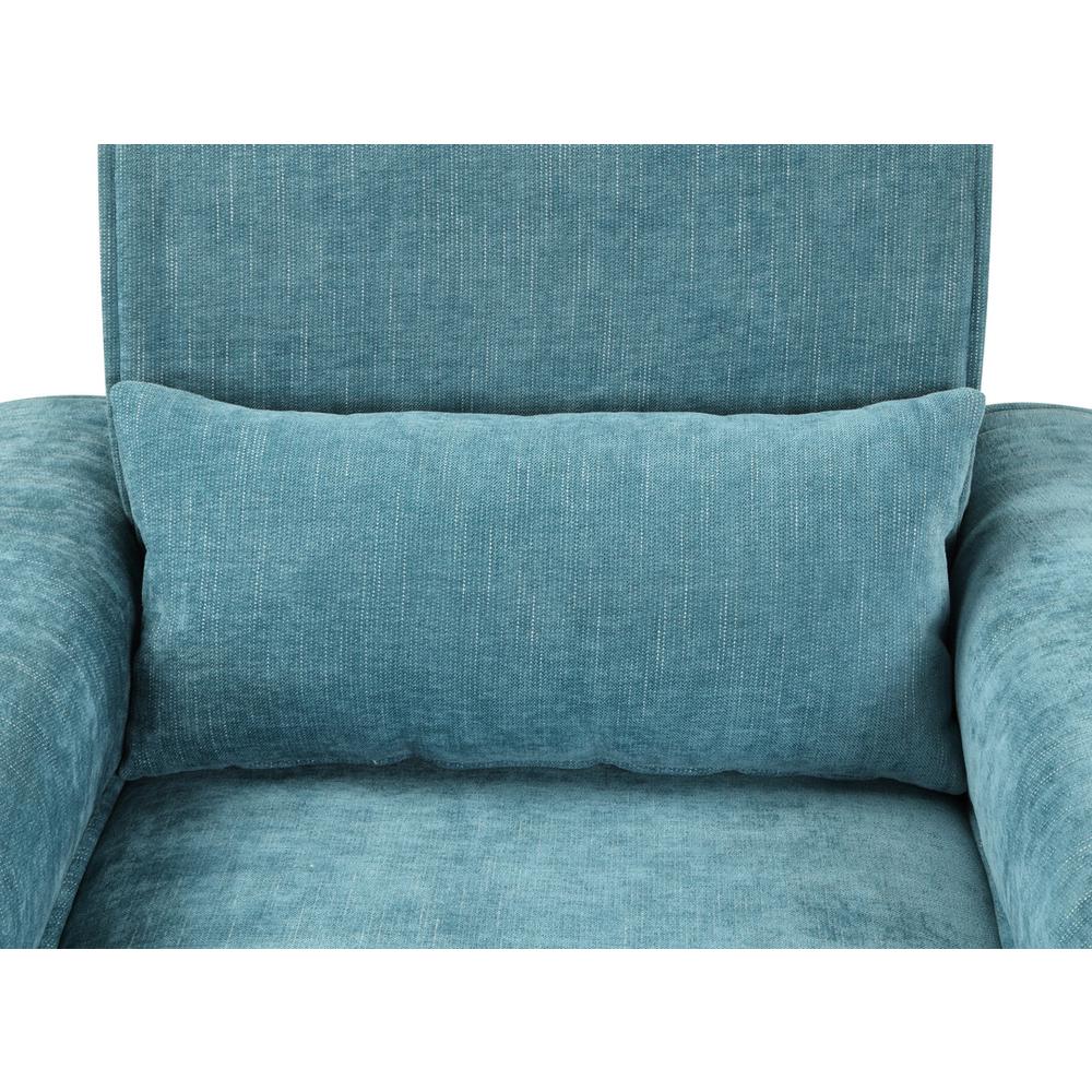 Valentina Blue Chenille Chair with Metal Legs and Throw Pillow