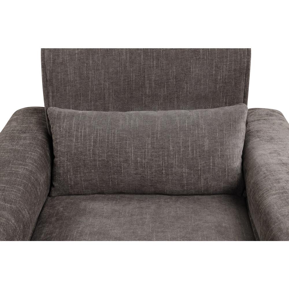 Valentina Gray Chenille Chair with Metal Legs and Throw Pillow
