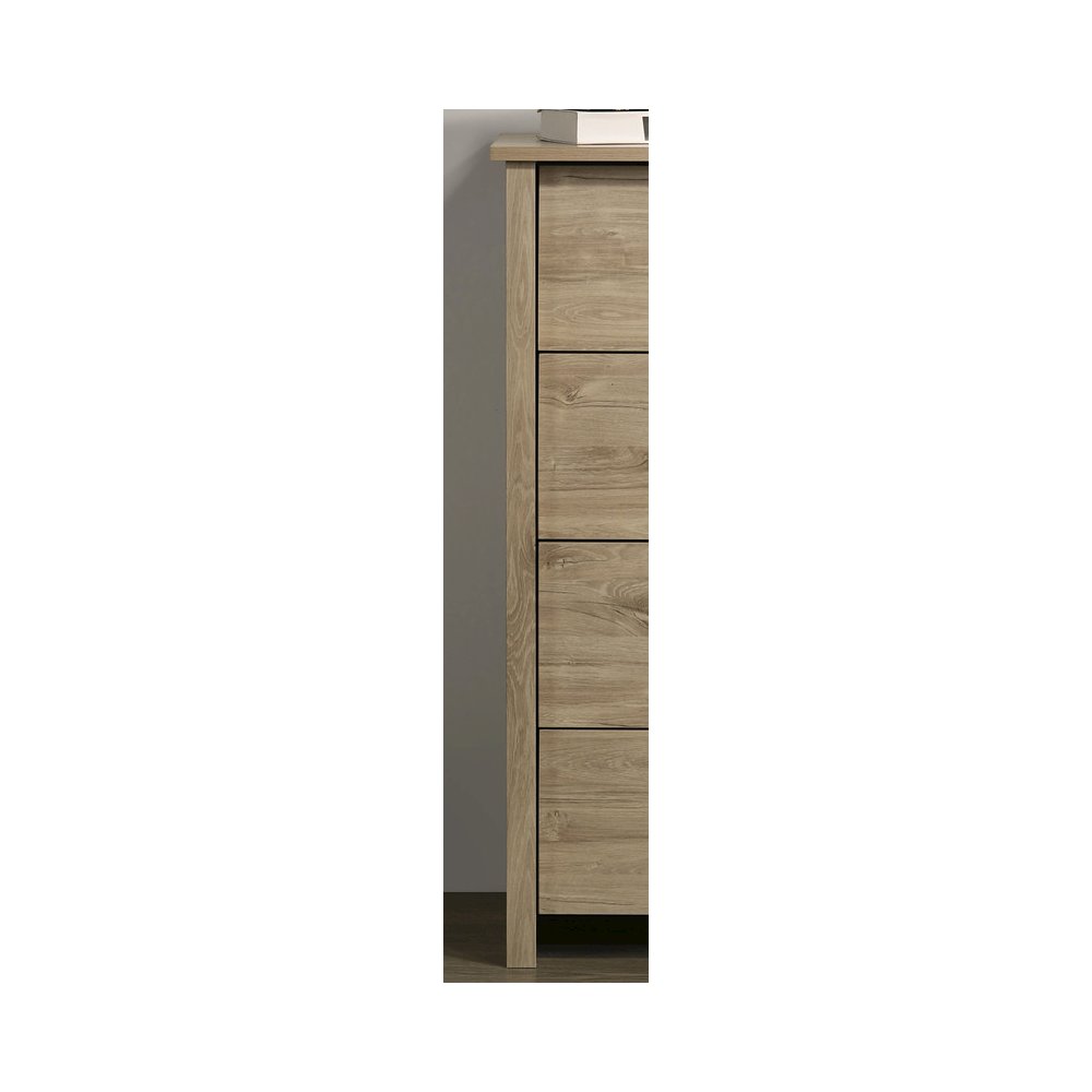 Celeste 32″W Light Oak Finish 4-Drawer Chest with Black Handles