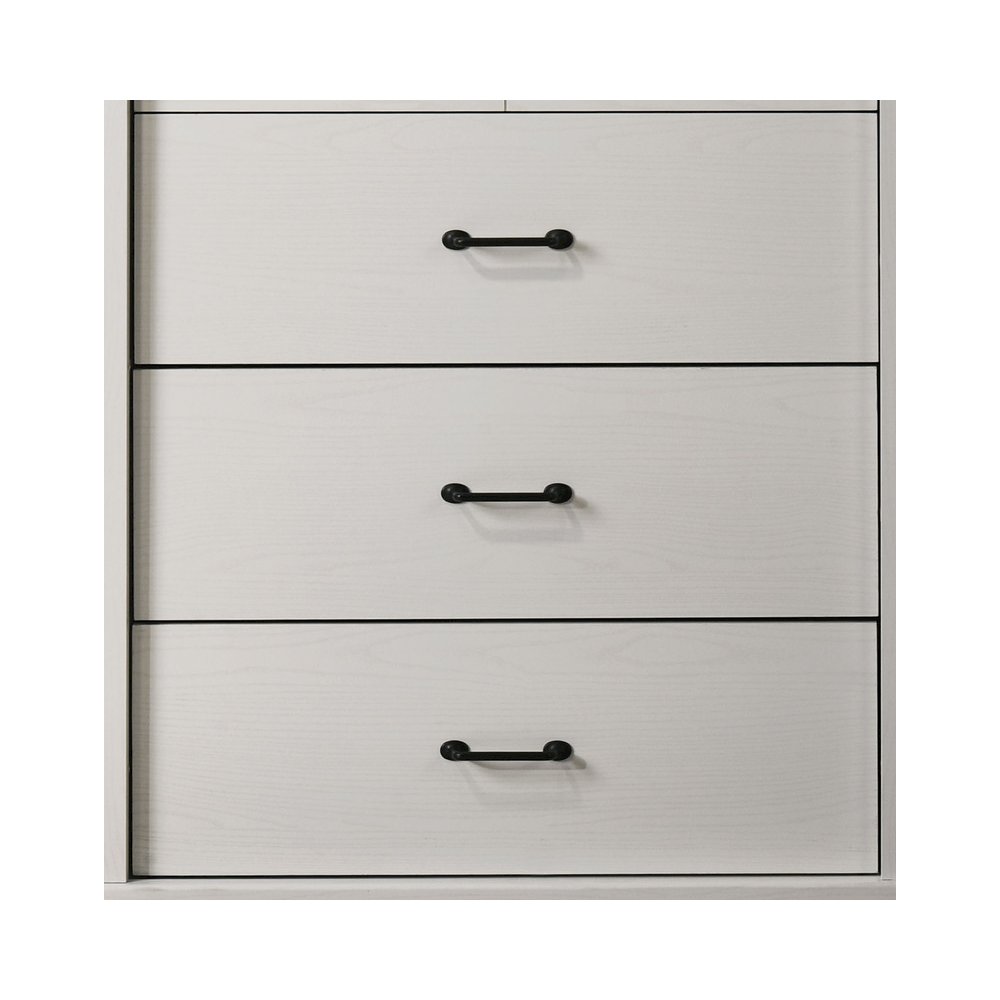 Elara 32″W White 4-Drawer Chest with Black Handles