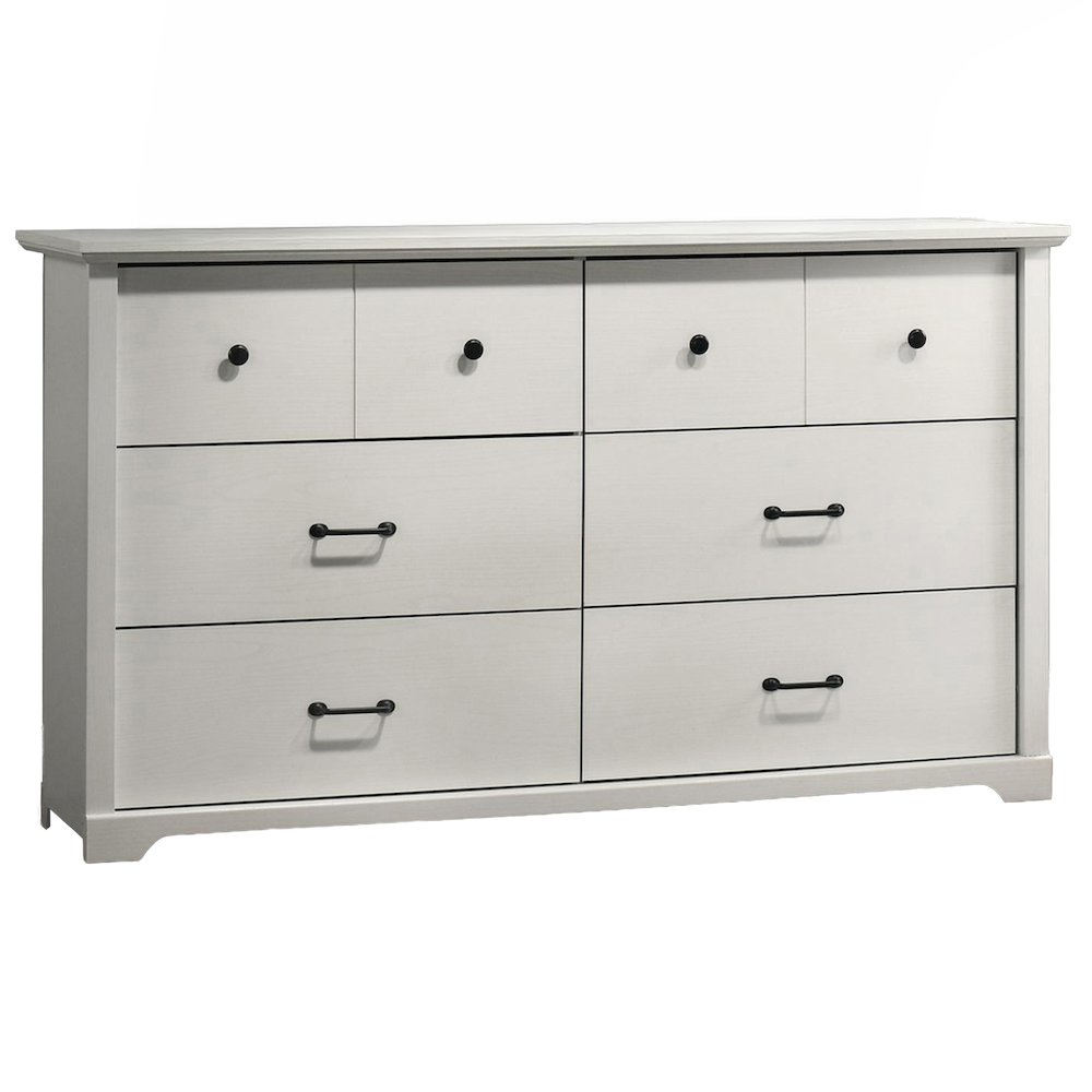 3-Piece White Bedroom Set with 6-Drawer Dresser