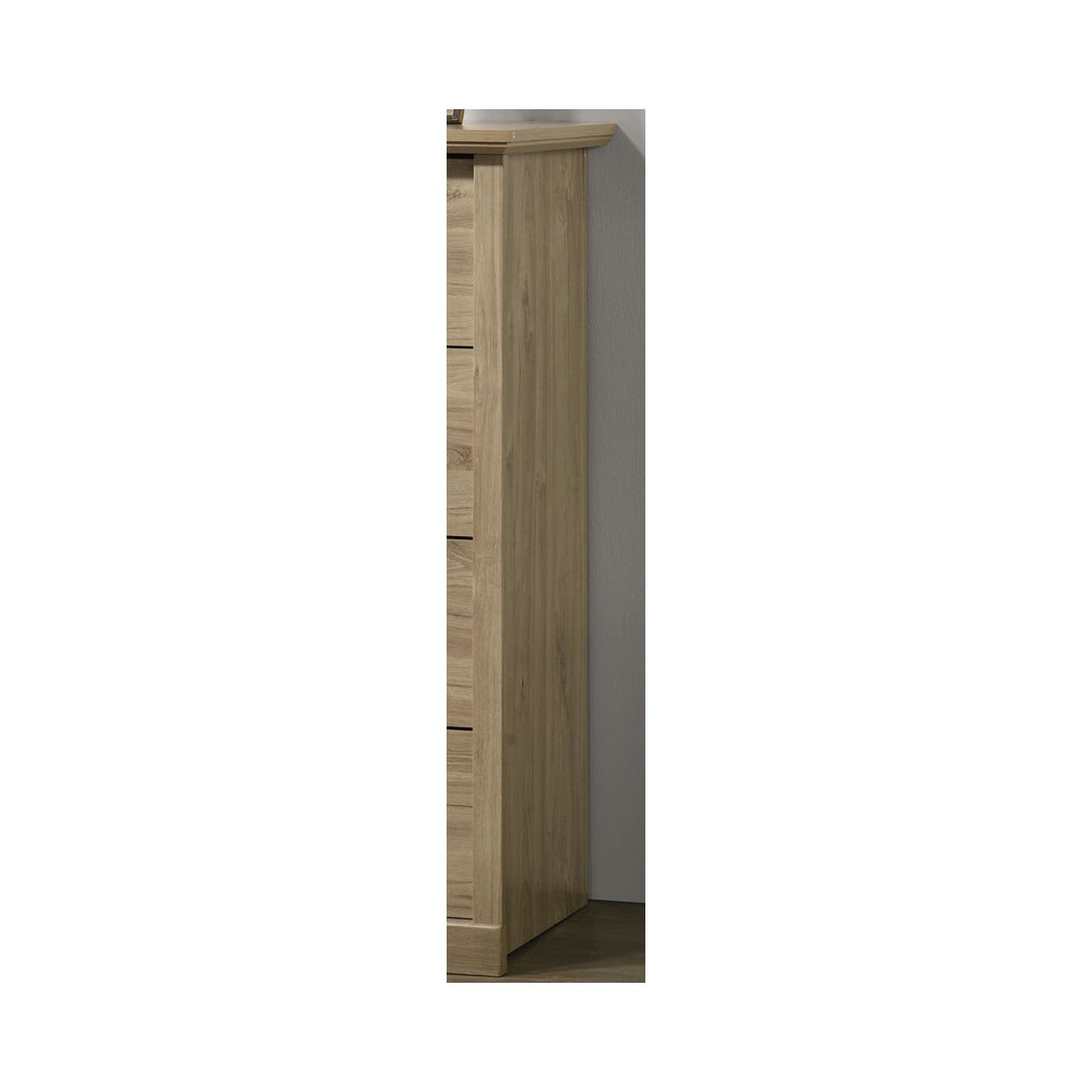 Elara 32″W Light Oak Finish 4-Drawer Chest with Black Handles