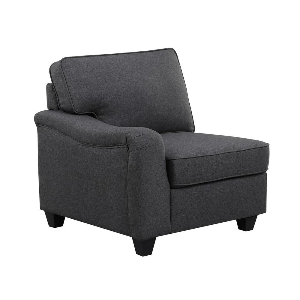 Leo Dark Gray Linen 5 Seater Sofa and Ottoman