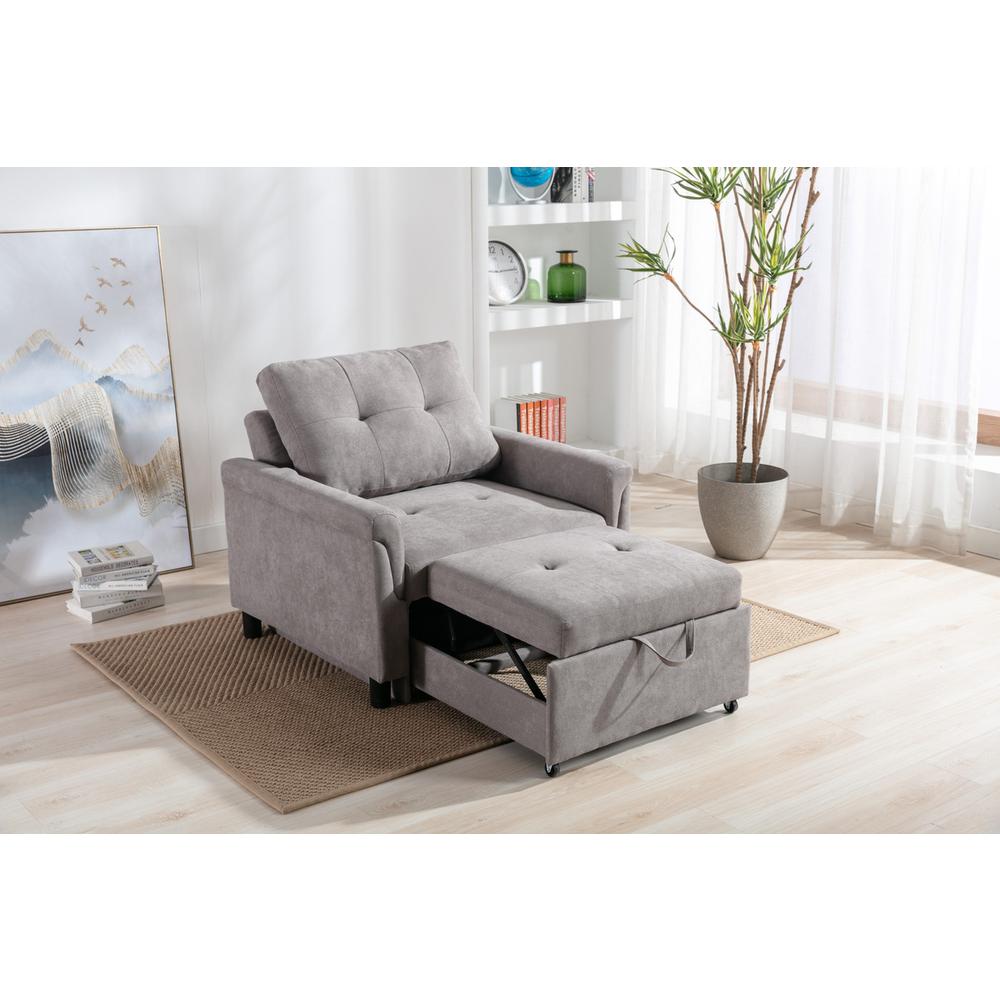 Hannah Gray Woven Convertible Armchair