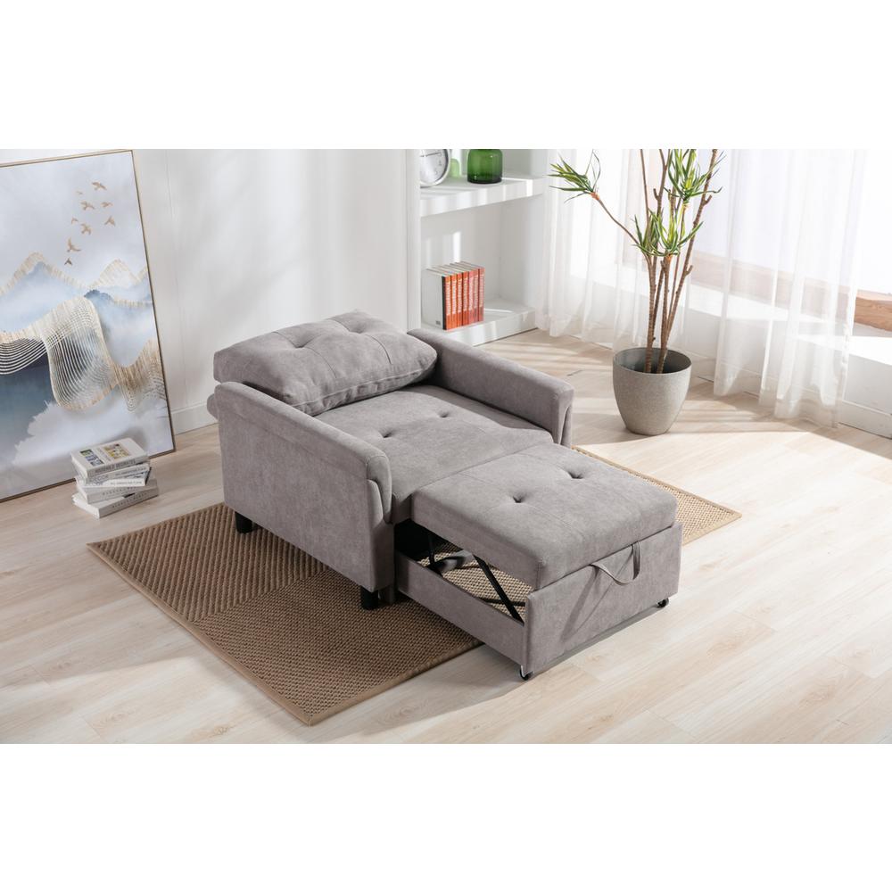 Hannah Gray Woven Convertible Armchair