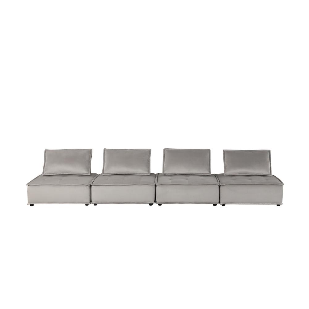 Anna Light Gray Velvet 4-Seater Modular Sofa