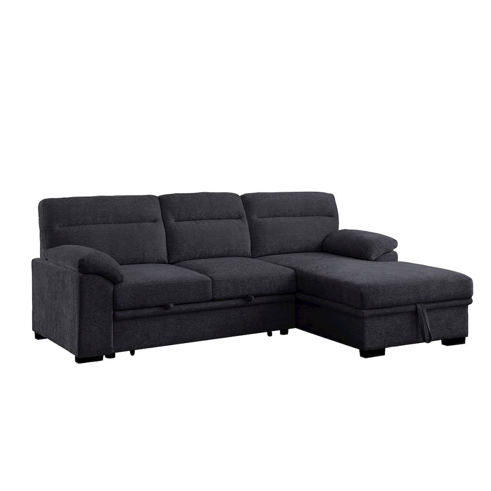 Kipling II 94″W Dark Gray Chenille Sleeper Sectional Sofa