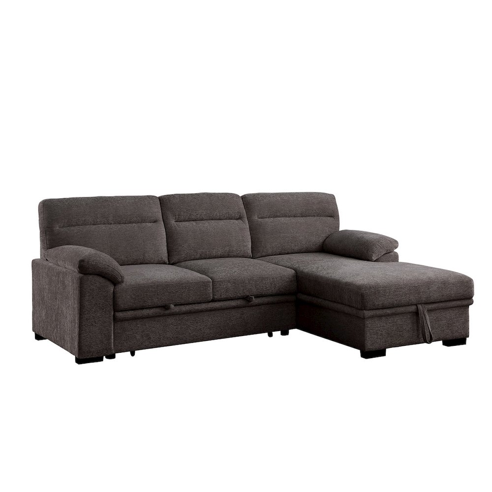Kipling II 94″W Brown Chenille Sleeper Sectional Sofa with Right-Facing Chaise