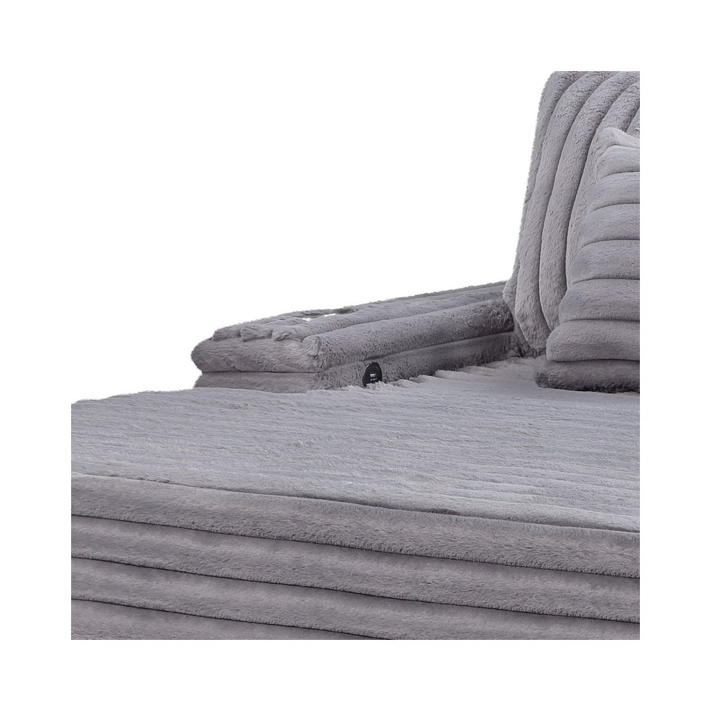 Symphony 67″W Gray Corduroy Oversized Sofa Chaise Lounge Chair