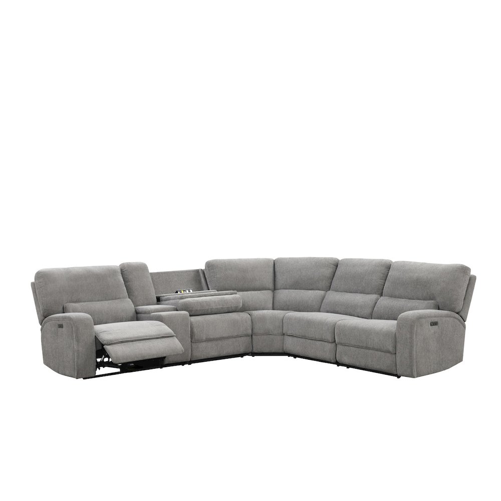 Anthony 114″ Wide Light Gray Chenille Fabric Power Reclining Sectional
