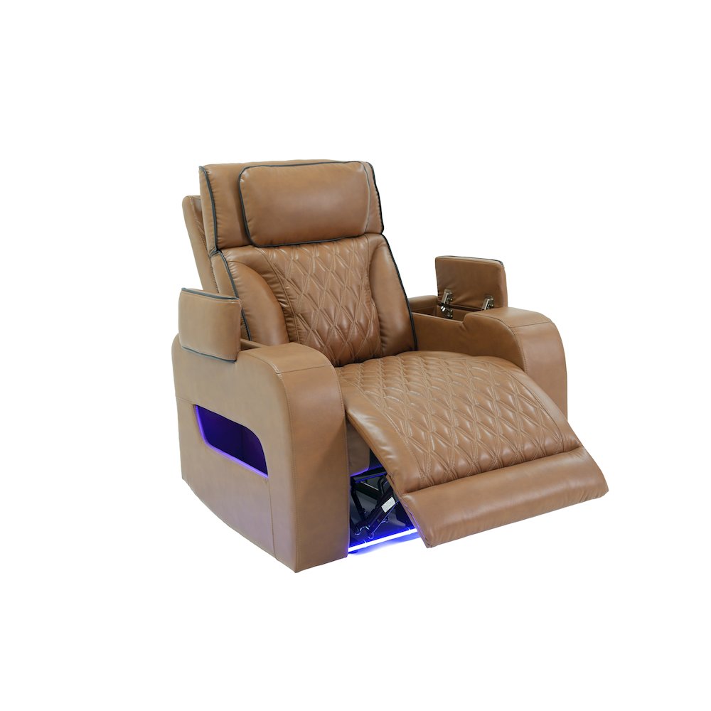 38″ Light Brown Leather Aire Transformer Power Reclining Chair