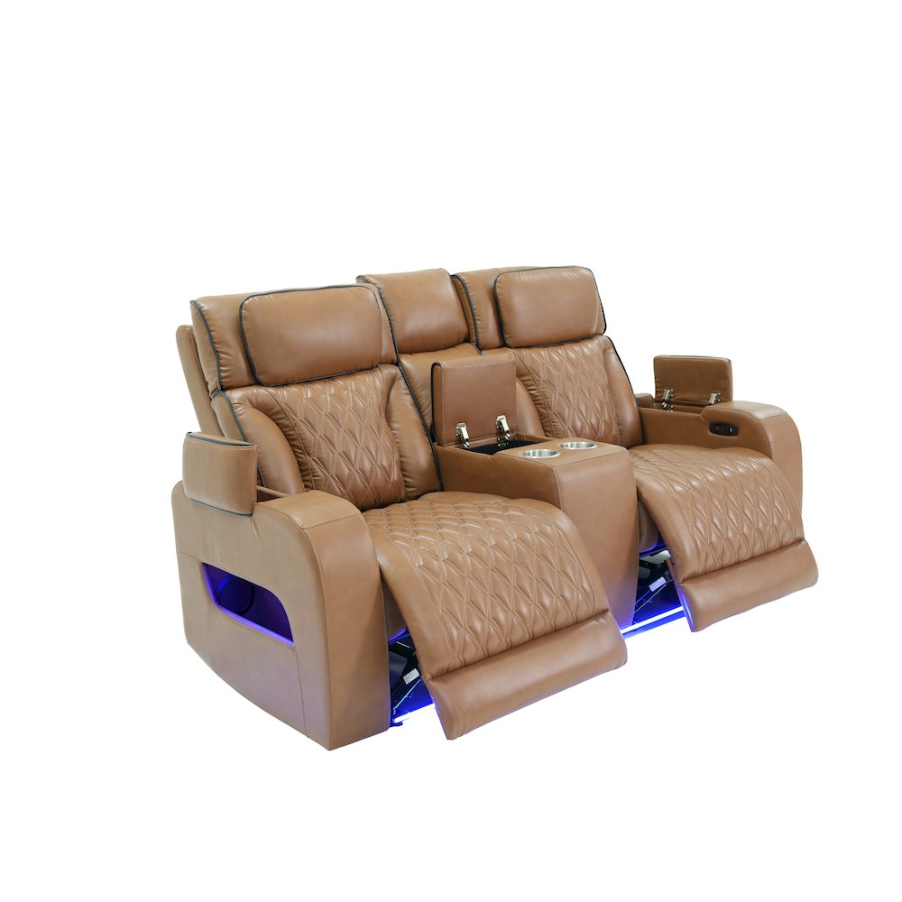 74″Light Brown Leather Aire Transformer Power Reclining Loveseat