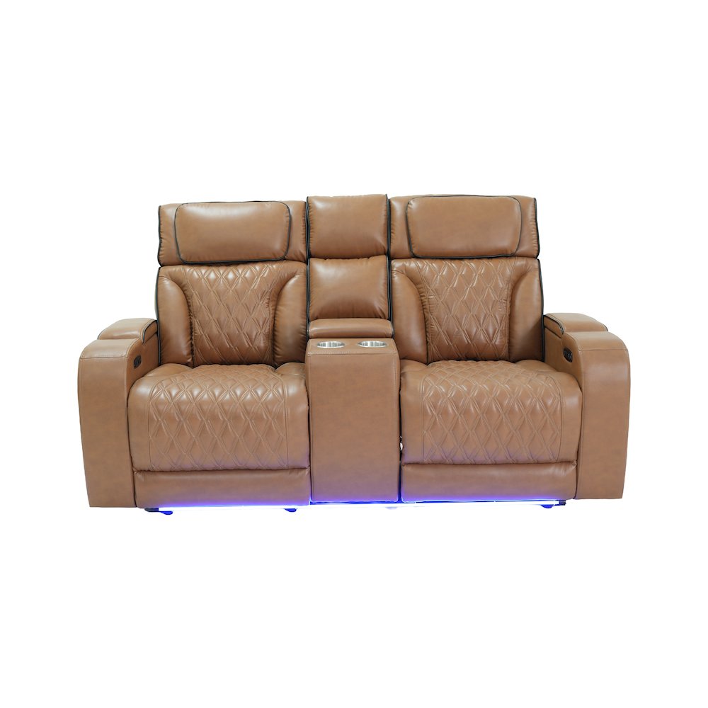 74″Light Brown Leather Aire Transformer Power Reclining Loveseat