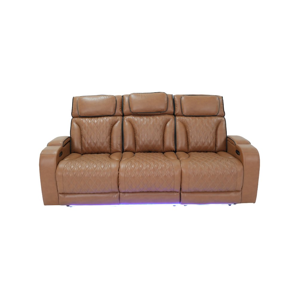 86″ Light Brown Leather Aire Transformer Power Reclining Sofa