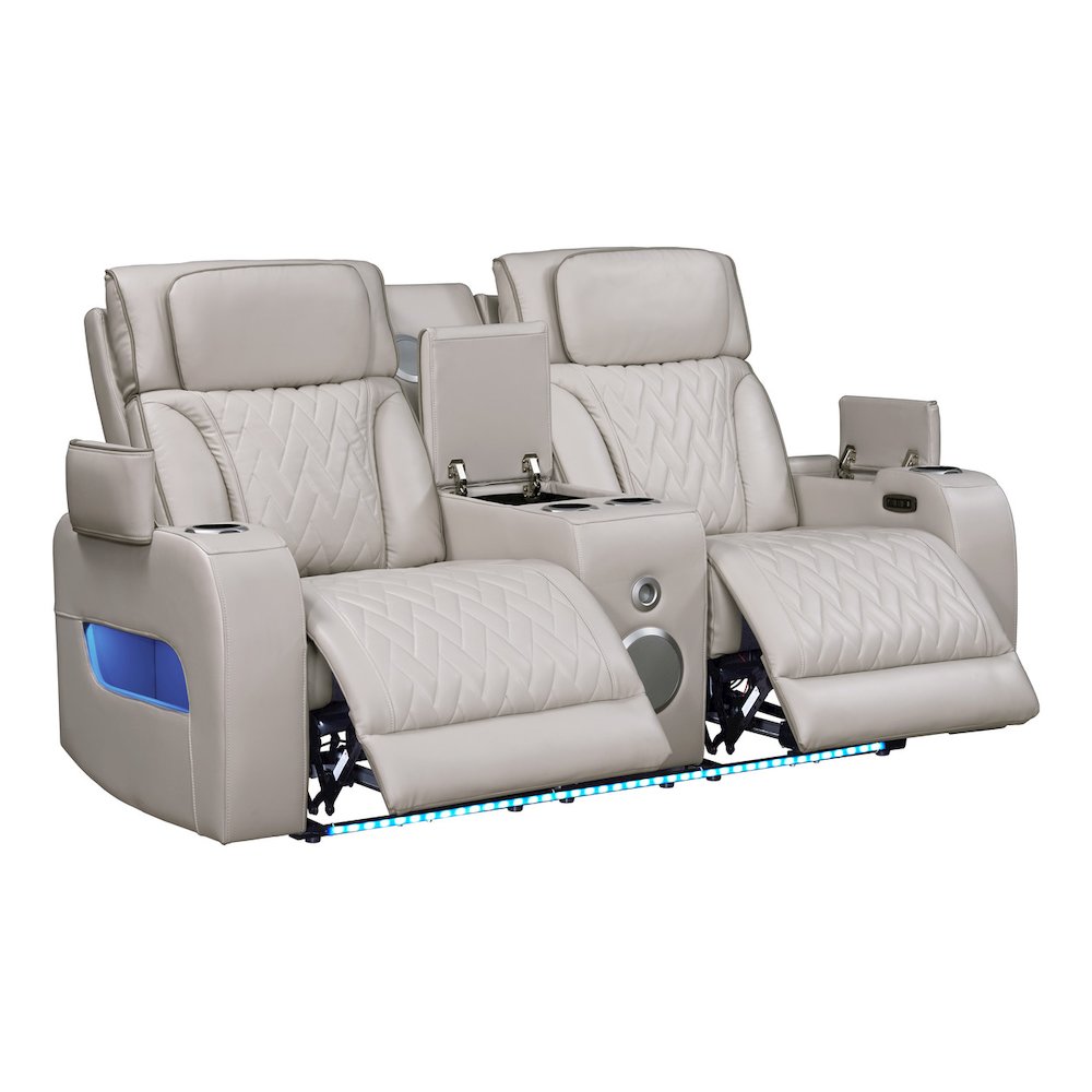 74″W Ice Leather Aire Transformer Power Reclining Loveseat with Power Headrest