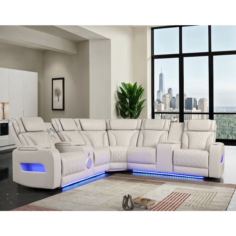 117″W  Aire Transformer Power Reclining Sectional Sofa with Power Headrest