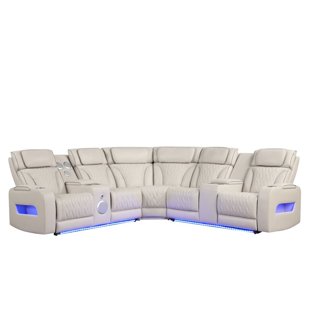 117″W  Aire Transformer Power Reclining Sectional Sofa with Power Headrest