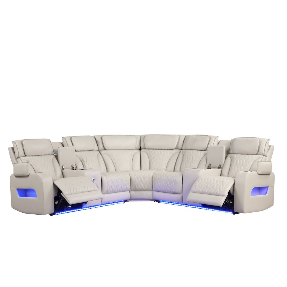 117″W  Aire Transformer Power Reclining Sectional Sofa with Power Headrest