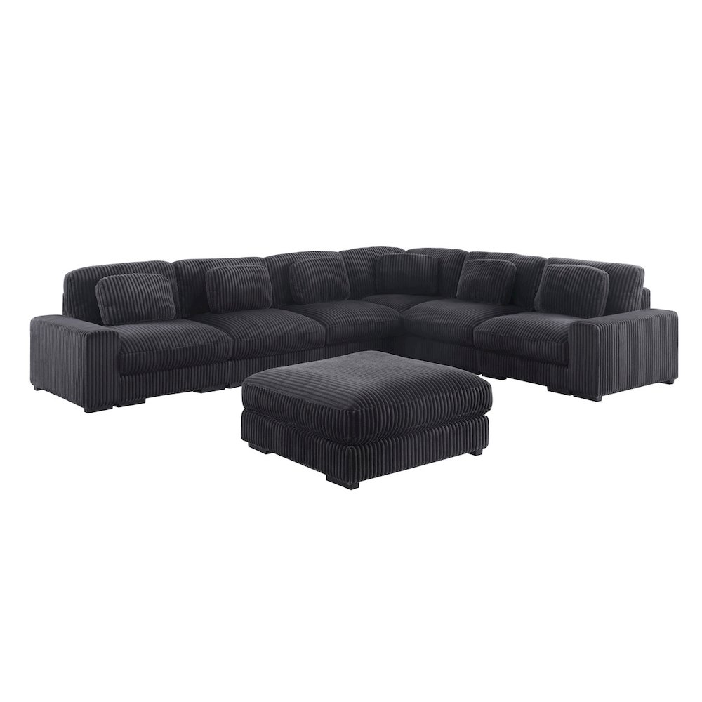 151″W Corduroy Fabric Reversible L-Shape Modular Sectional Sofa with Ottoman