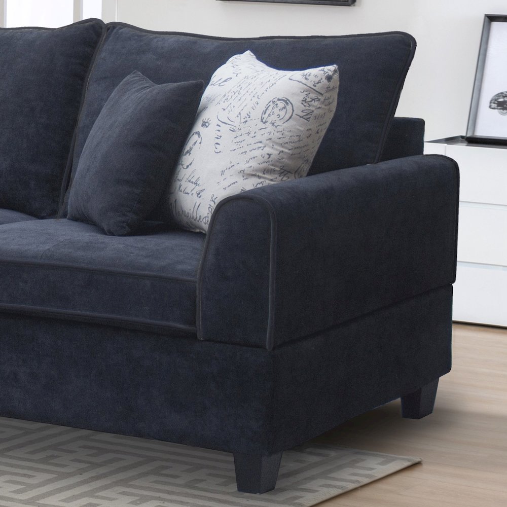 Harmony 99″W Black Sectional Sofa with Left-Facing Chaise and Storage Ottoman