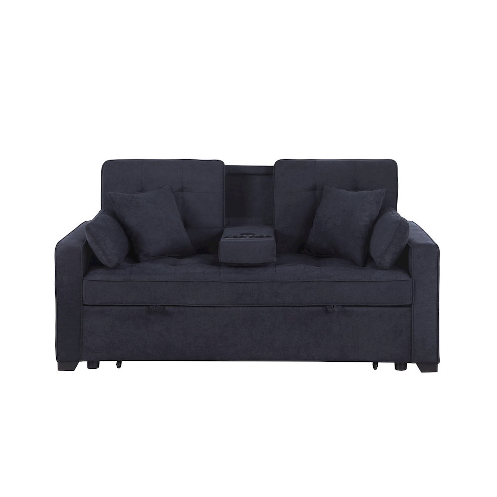 Cody II 70″W Dark Gray Woven Convertible Sleeper Loveseat with Dropdown Console