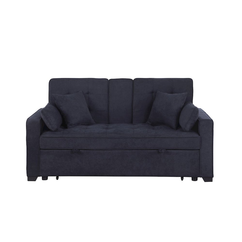 Cody II 70″W Dark Gray Woven Convertible Sleeper Loveseat with Dropdown Console