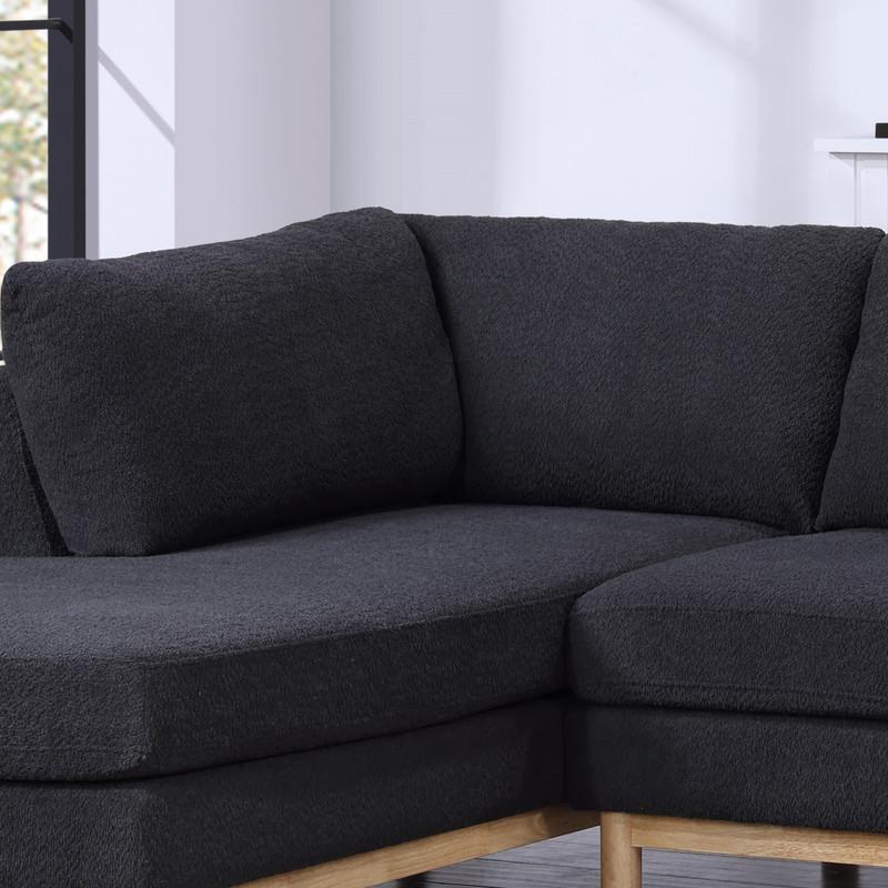 Black Sherpa 124″ Wide Double Chaise U-Shape Sectional Sofa