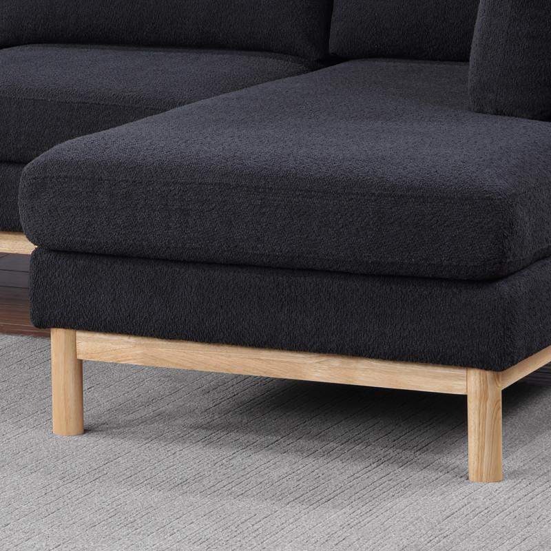 Black Sherpa 124″ Wide Double Chaise U-Shape Sectional Sofa
