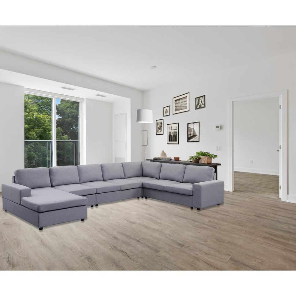 Hayden Light Gray Linen 7 Seat Reversible Modular Sectional Sofa Chaise