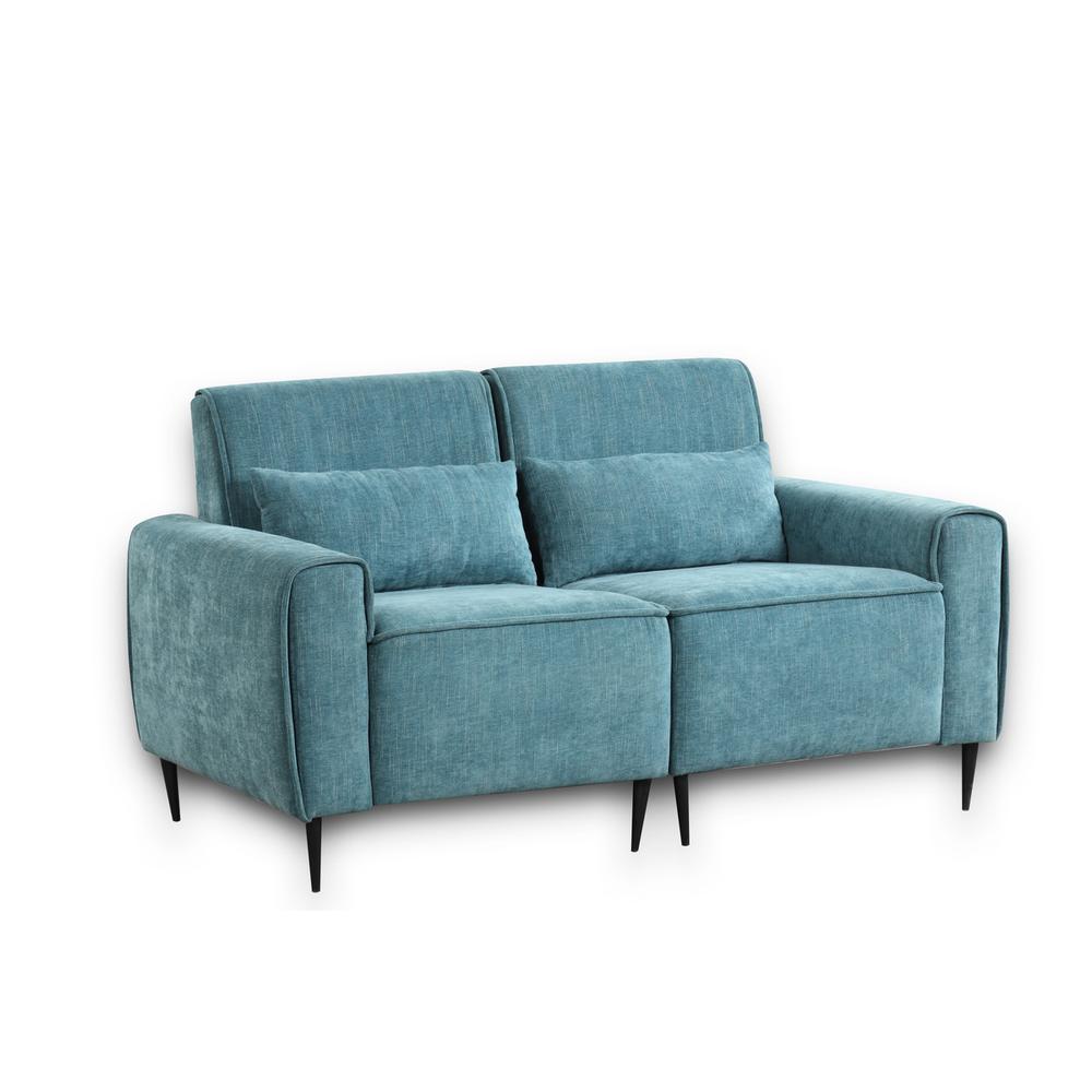 Valentina Blue Chenille Sofa Loveseat Chair Living Room Set