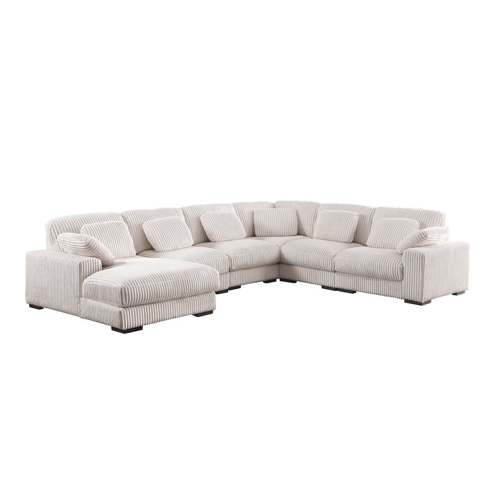 155.5″W Beige Corduroy Modular Corner Sectional Sofa with Left-Facing Chaise