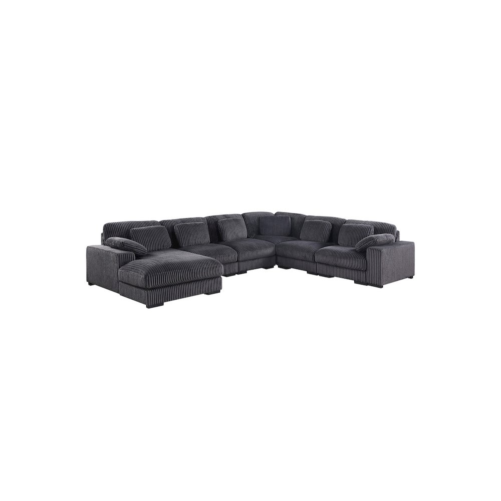 Nadine 155.5″W Dark Gray Corduroy Corner Sectional Sofa with Left-Facing Chaise