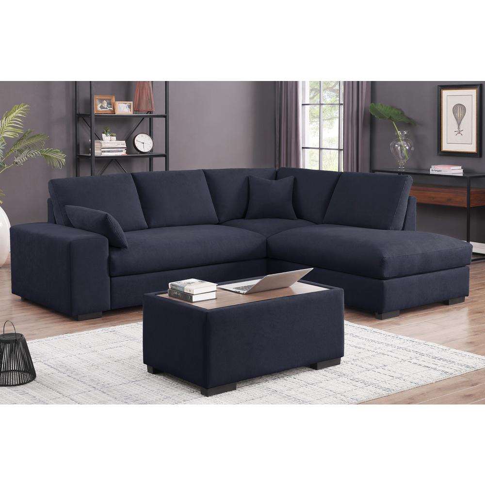 100″W Dark Gray Woven Fabric Sectional Sofa with Right Facing Chaise