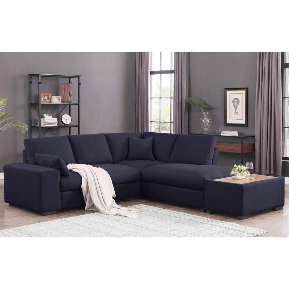 100″W Dark Gray Woven Fabric Sectional Sofa with Right Facing Chaise