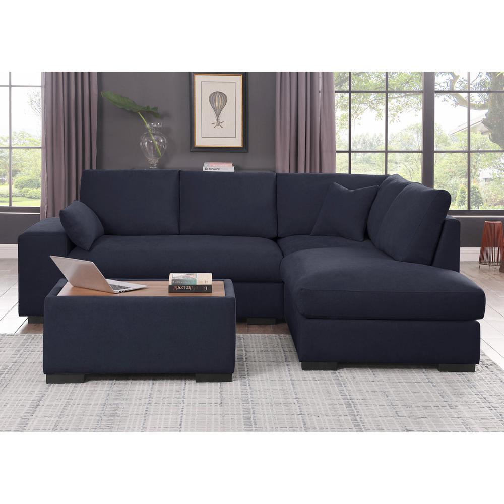 100″W Dark Gray Woven Fabric Sectional Sofa with Right Facing Chaise