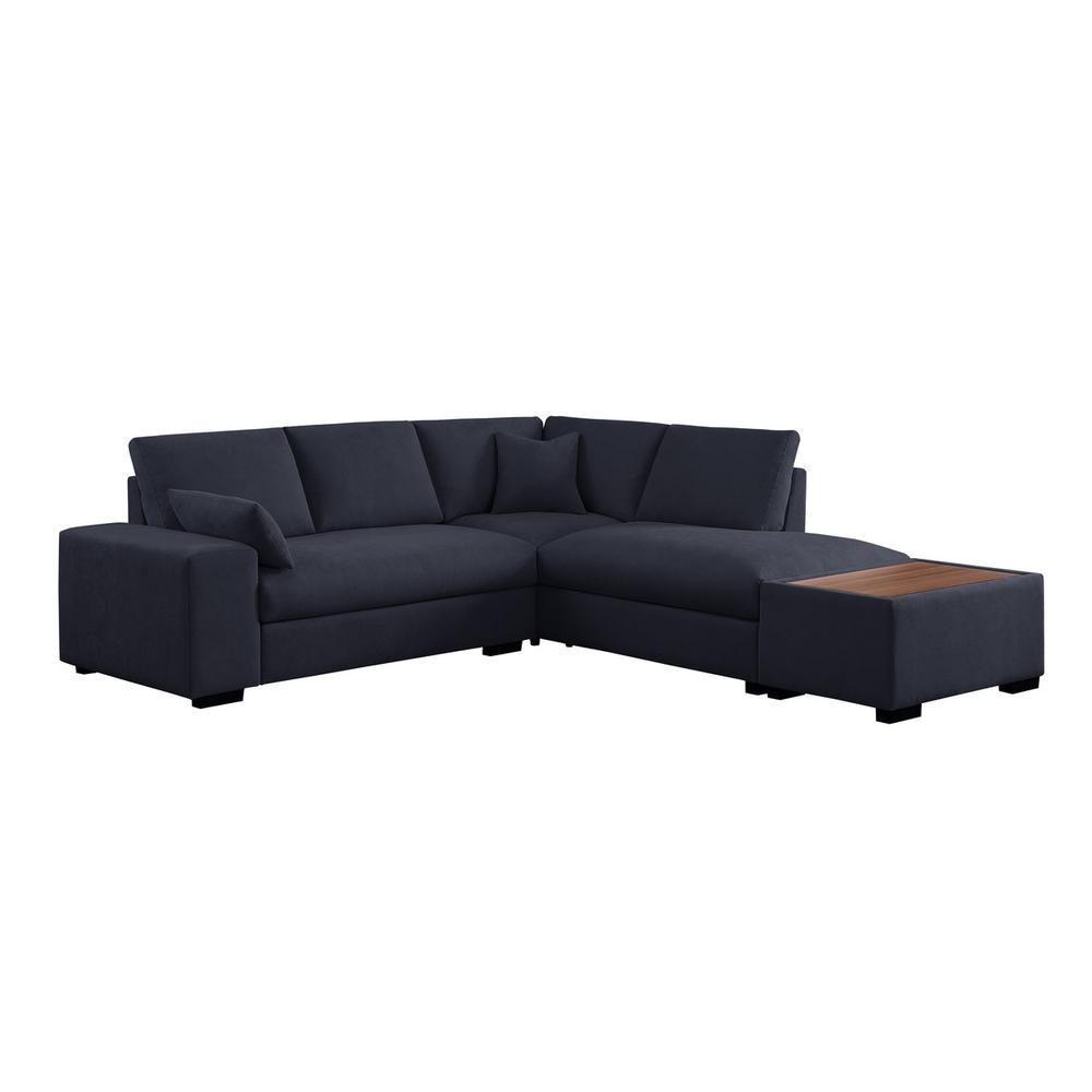 100″W Dark Gray Woven Fabric Sectional Sofa with Right Facing Chaise