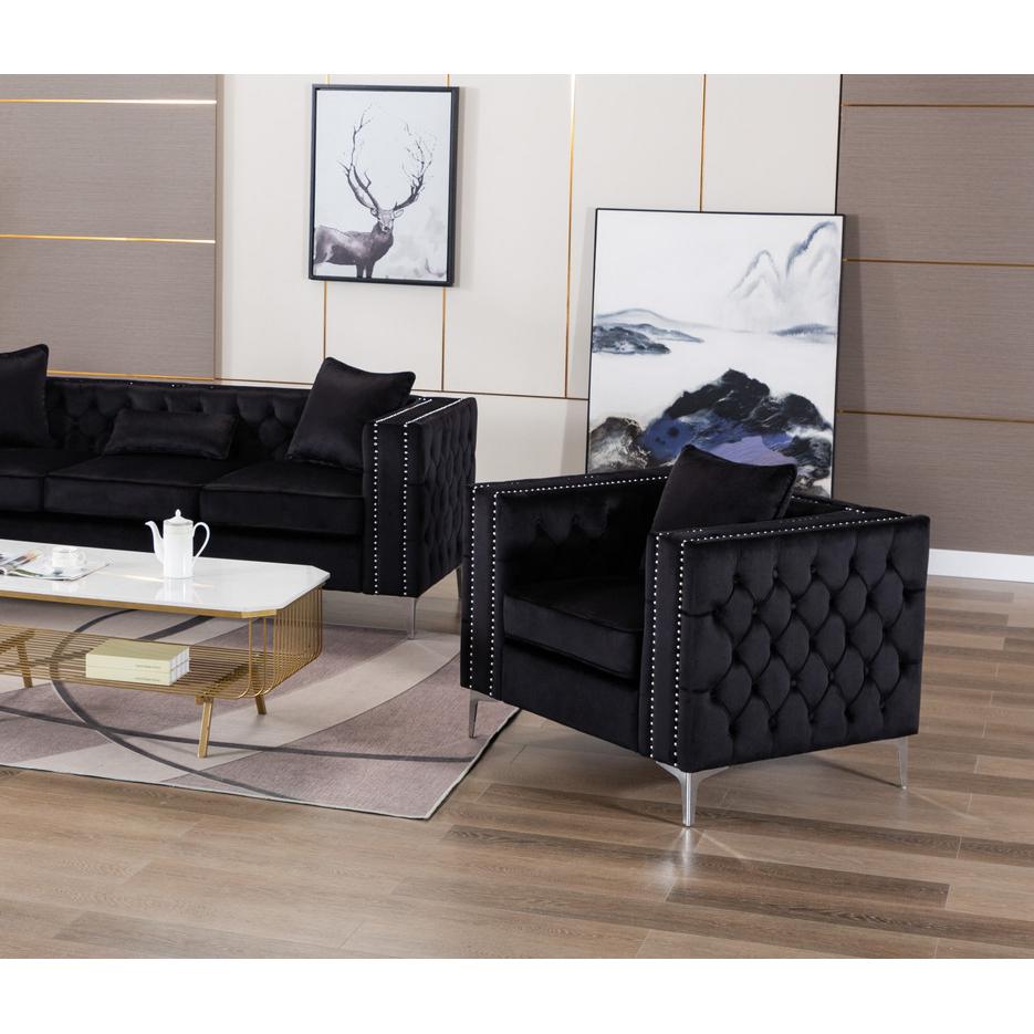 LILOLA Lorreto Black Velvet Chair