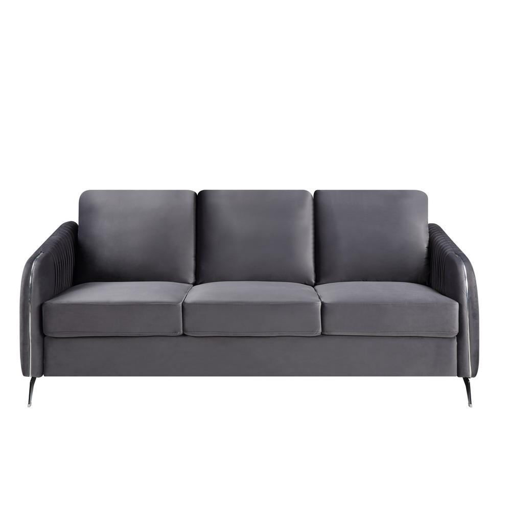 Hathaway Gray Velvet Fabric Sofa Loveseat Chair Living Room Set