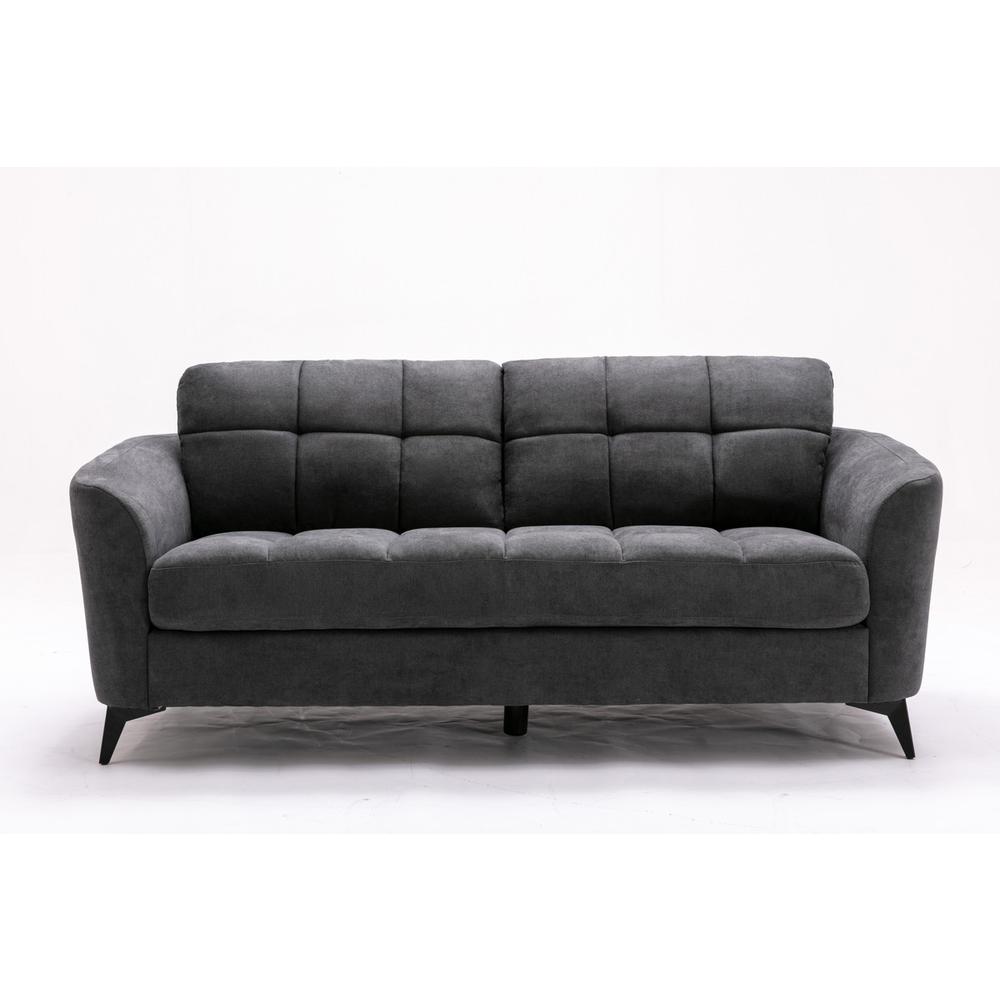 Callie Gray Velvet Fabric Sofa Loveseat Chair Living Room Set
