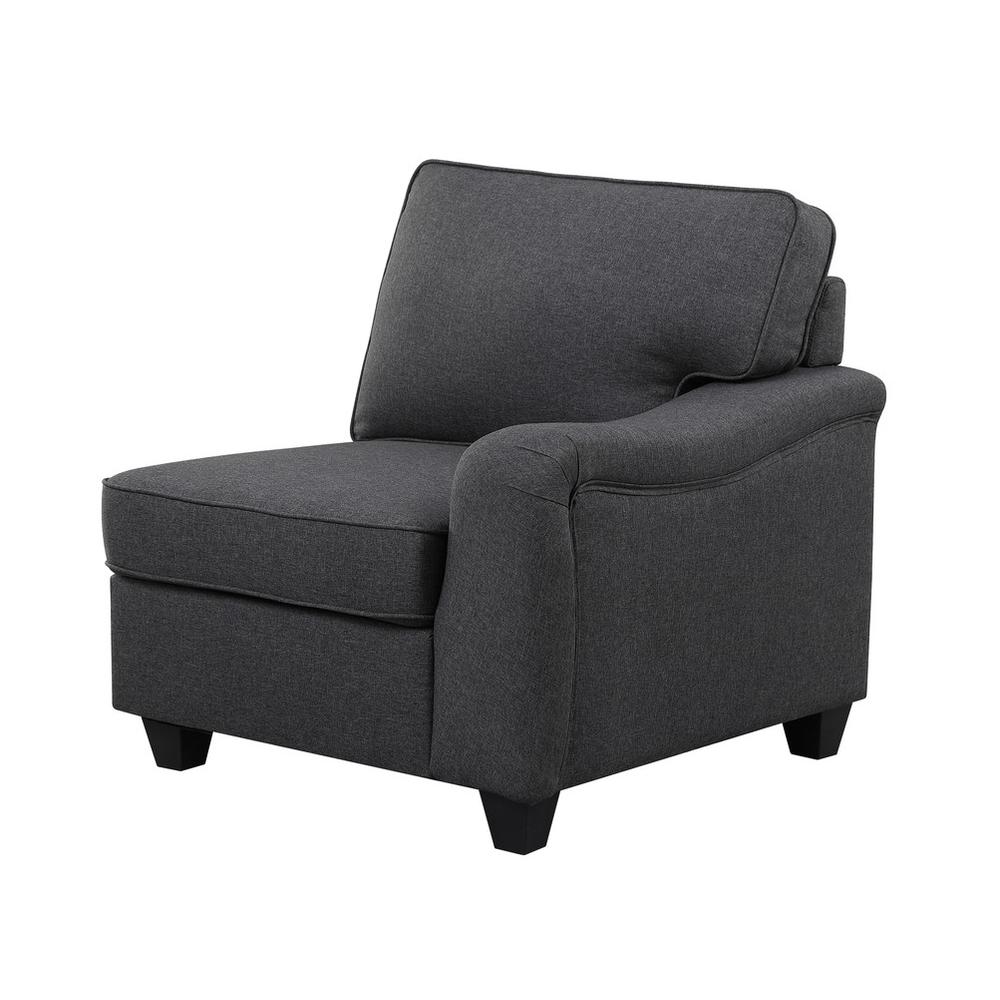 Leo Dark Gray Linen 7Pc Modular L-Shape Sectional Sofa and Ottoman