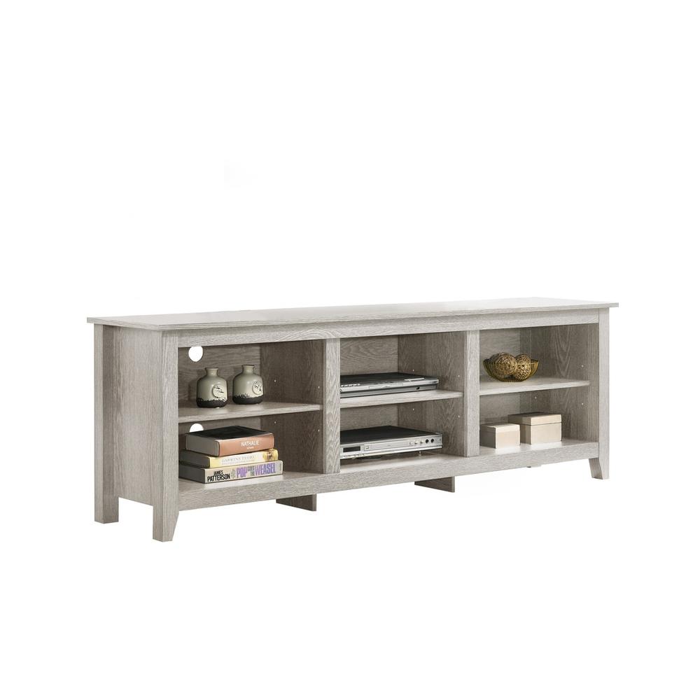 Benito Dusty Gray 70″ Wide TV Stand with Open Shelves and Cable Management