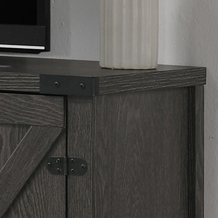Salma Dark Gray 58″ Wide TV Stand with 2 Open Shelves and 2 Cabinets