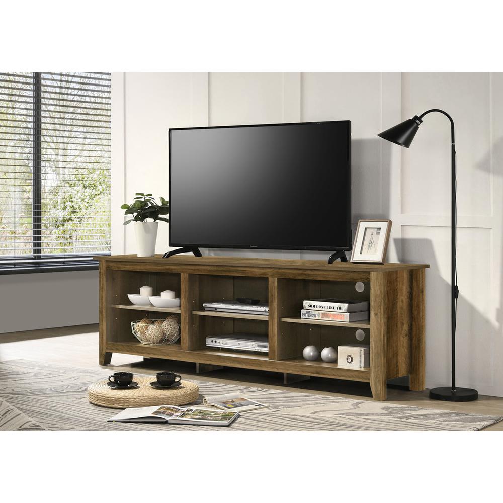 70″W TV Stand with Open Shelves and Cable Management