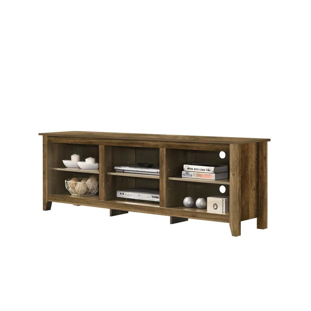 70″W TV Stand with Open Shelves and Cable Management