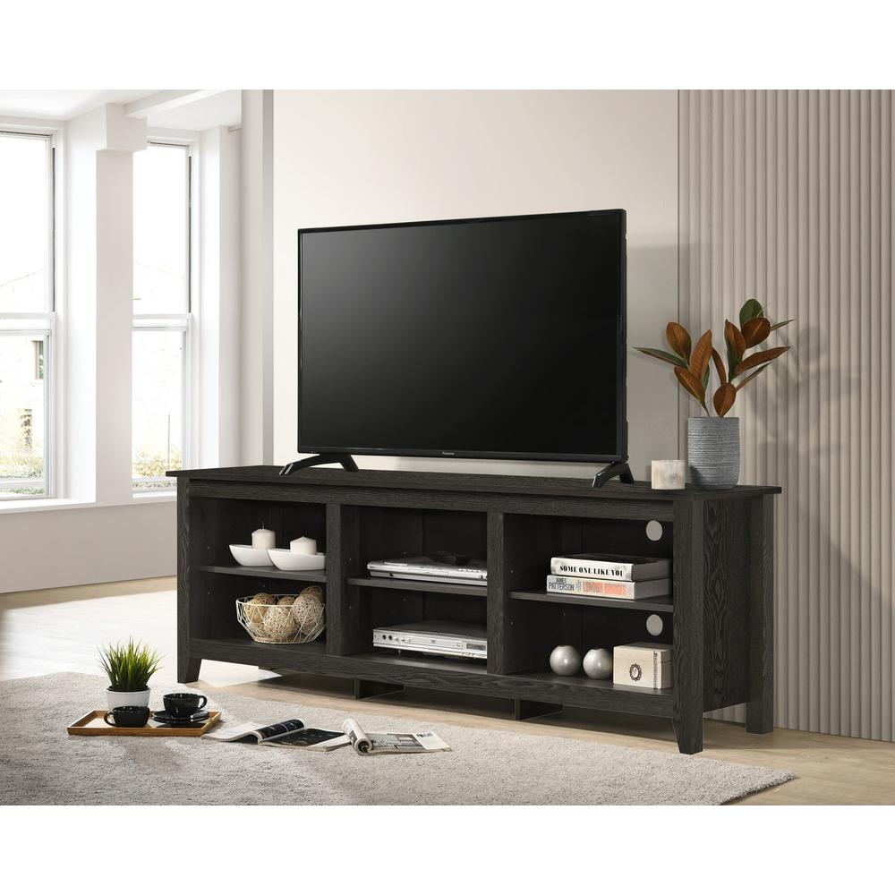 70″W TV Stand with Open Shelves and Cable Management